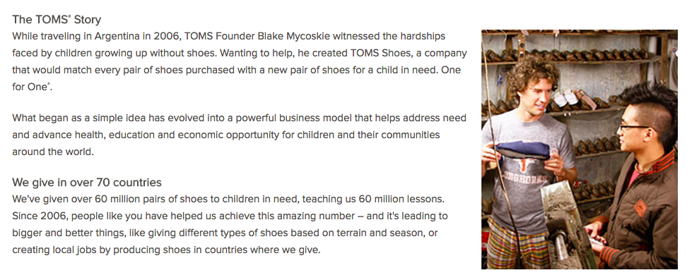 TOMS Shoes Company Mission Statement