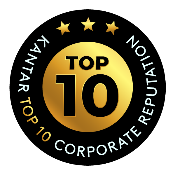 Kantar Top 10 Corporate Reputation badge