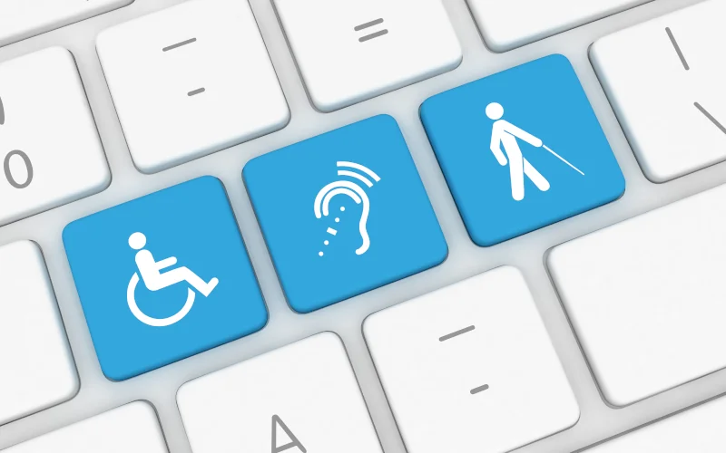 Barrierefreiheit Symbole auf Computertastatur