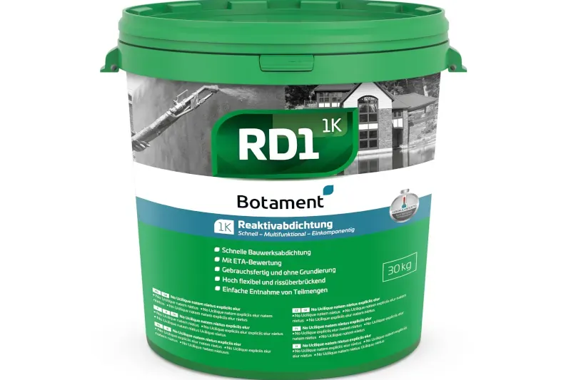 BotaGreen, die nachhaltige Reaktivabdichtung der Firma Botament im 30 KG Eimer.
