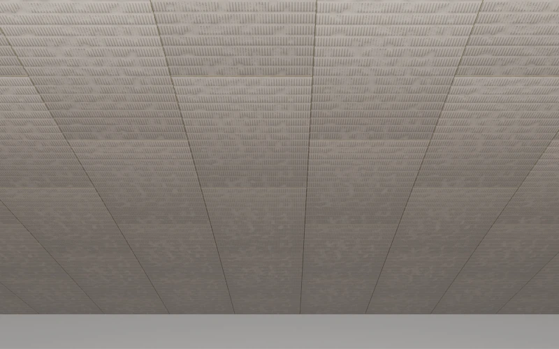Fertig verlegte Platten von der Variante Coverrock an einer Kellerdecke