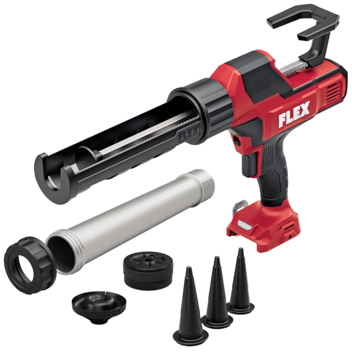 Akku-Kartuschenpresse von FLEX mit Zubehör, freigestellt