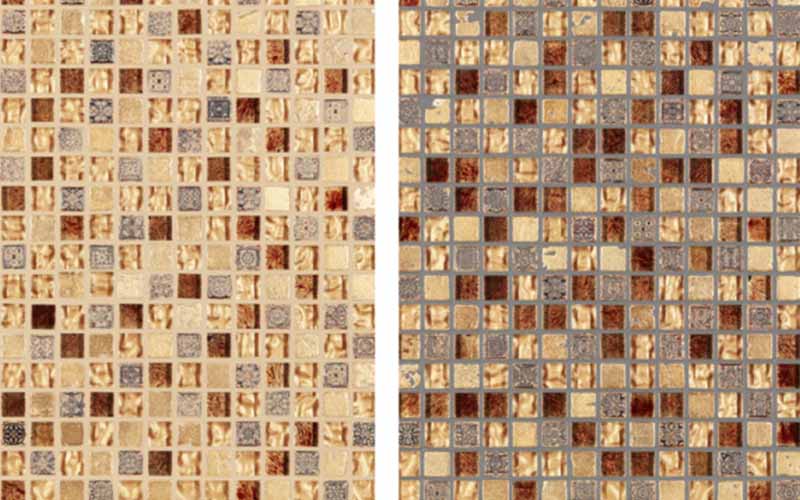 Mosaikfliesen klein in braun-gold Tönen