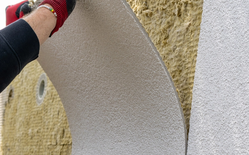 HECK ecoCylce Steinwolle wird von der Wand abgezogen