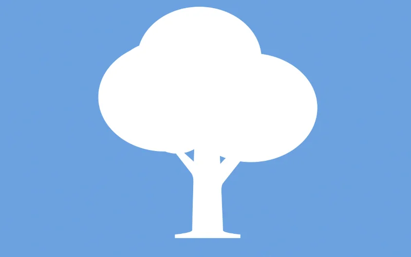 weißer Baum auf blauem Grund