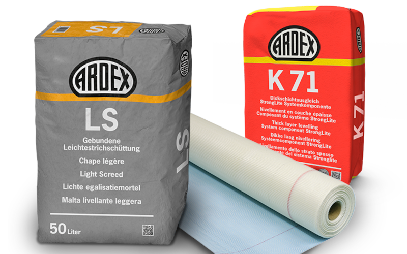 Produktbild zweiter Ardexprodukte - LS Leichtestrichschüttung und K71 Dickschichtausgleich