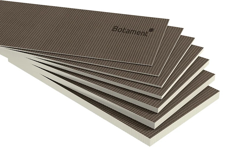 Stapel Bauplatten der Firma Botament freigestellt