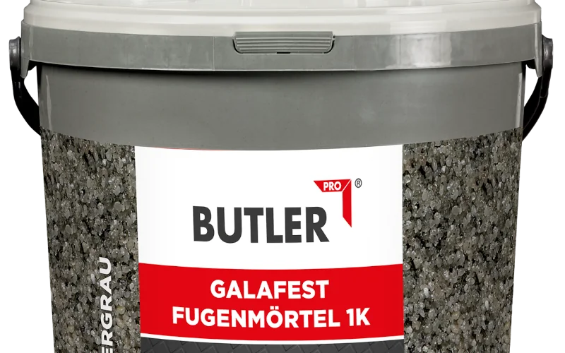 Eimer mit Fugenmörtel silbergrau