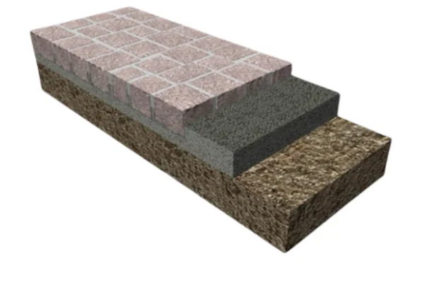 Abbildung von Konstruktion für Mischbauweise für Natursteinpflaster, -platten und Outdoorkeramik
