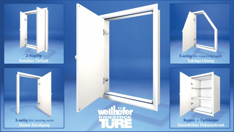 Infoblatt Wellhöfer Kniestocktüren in verschiedenen Arten und Formen