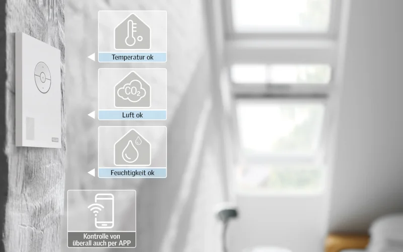 Smarte Steuerungsanlage an der Wand mit Icons über Verwendungsmöglichkeiten