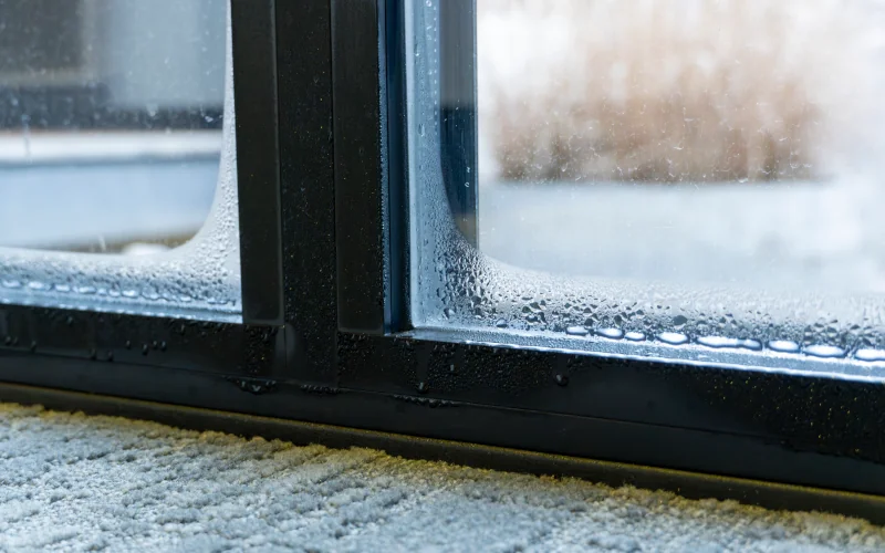 Fenster mit Kondenswasser am unteren Rand