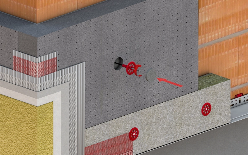 3D Grafik einer Baumit EPS-Fassade