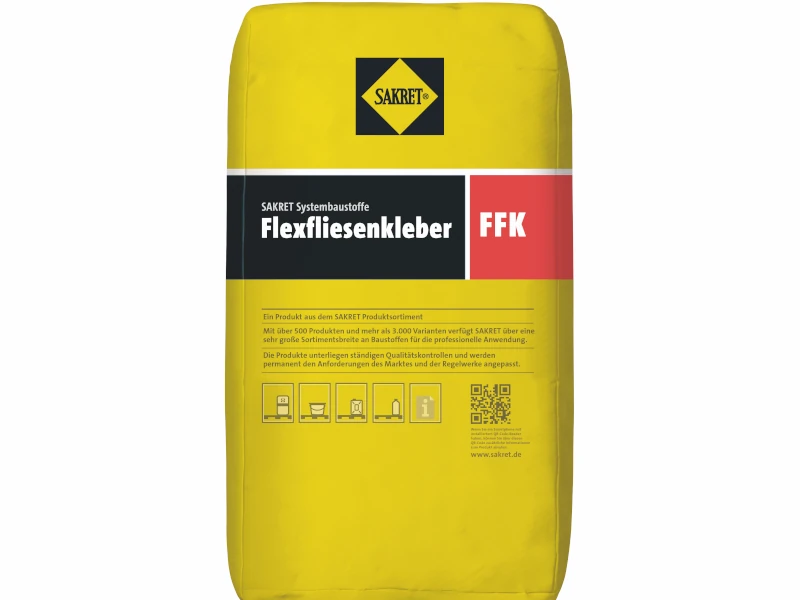 freigestellter gelber Sack mit Flexfliesenkleber