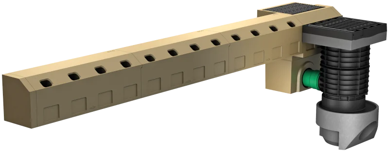 Modulares Rinnensystem mit Sinkkasten zur effektiven Oberflächenentwässerung und Ableitung.
