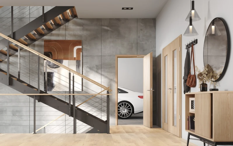 Verbindungstüren aus Holz zur Garage