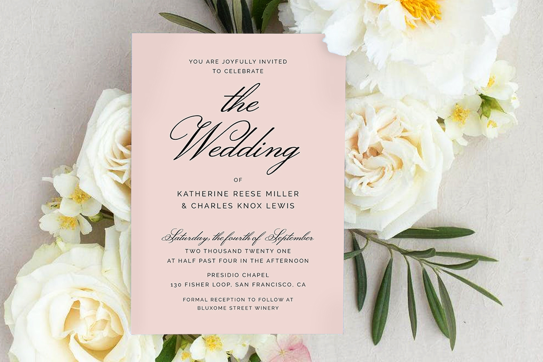 Wedding invitation on flowers