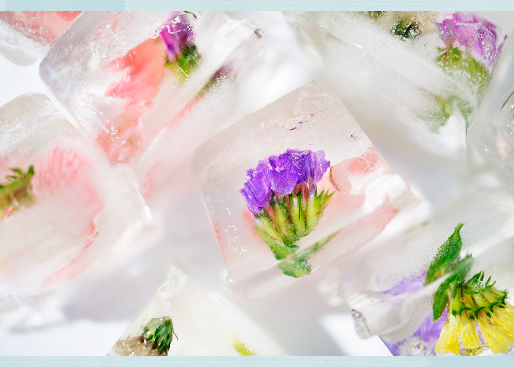 Wedding brunch floral ice cubes