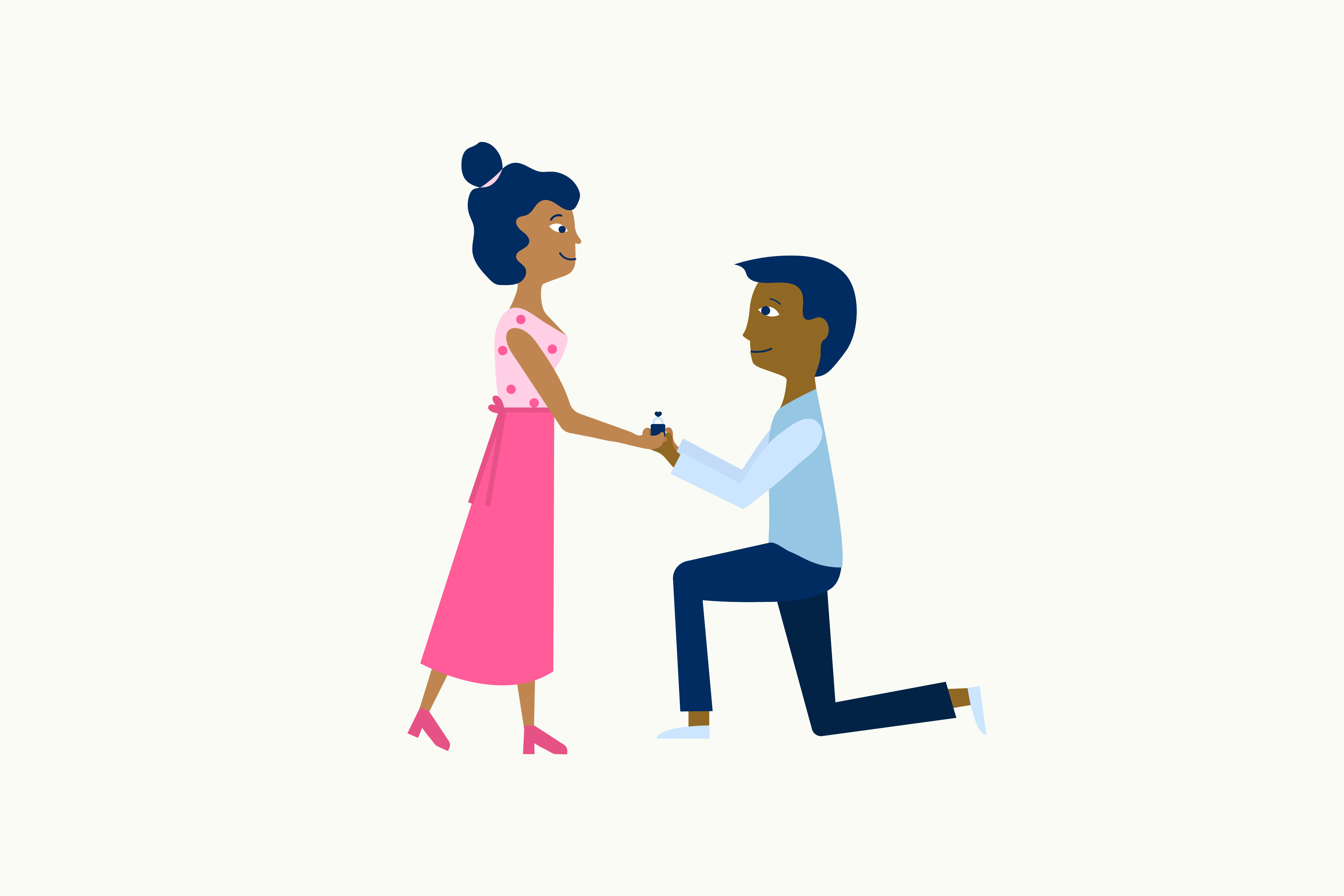 Graphic image of a man proposing to a woman