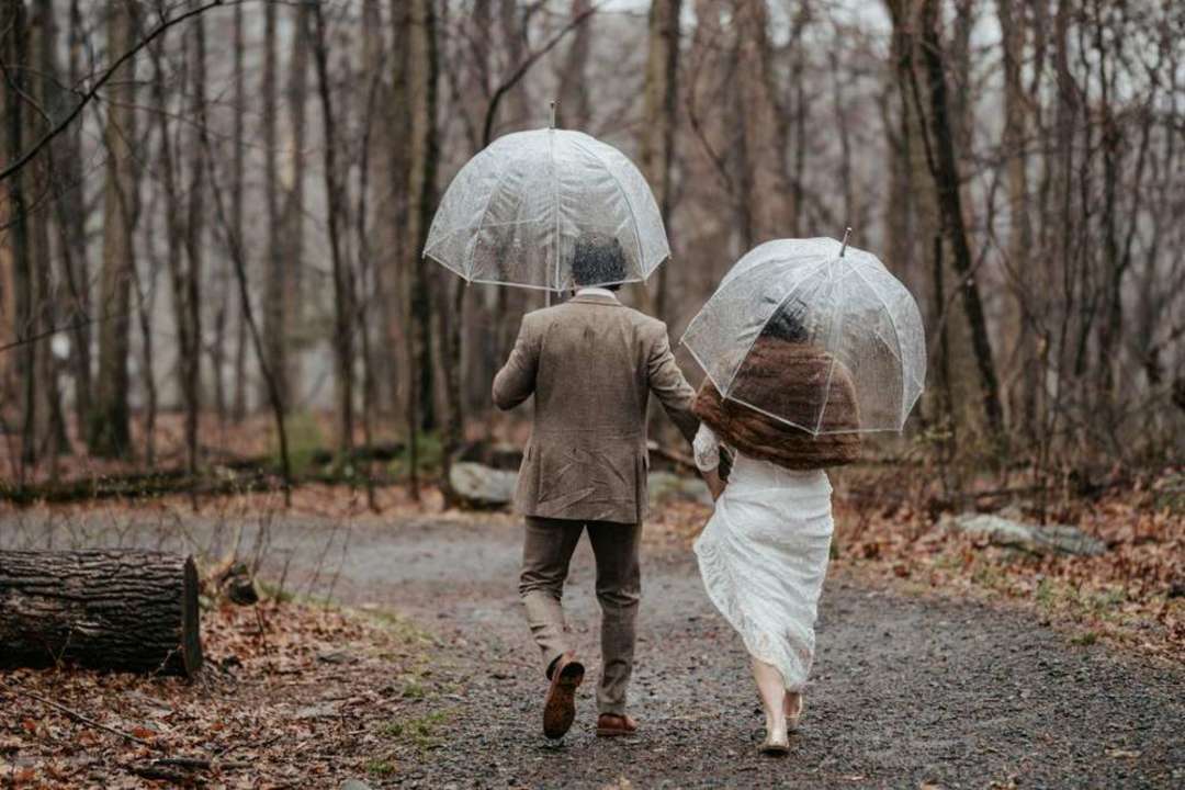 couple has outdoor wedding 