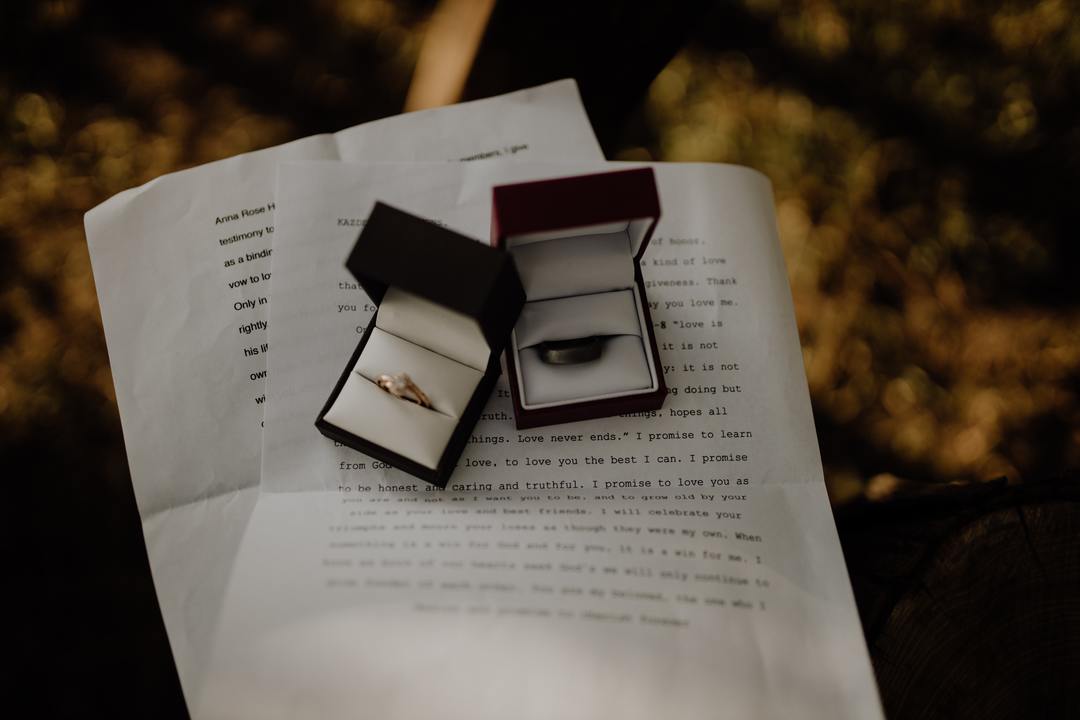 Unique Wedding Vows - rings on written vows