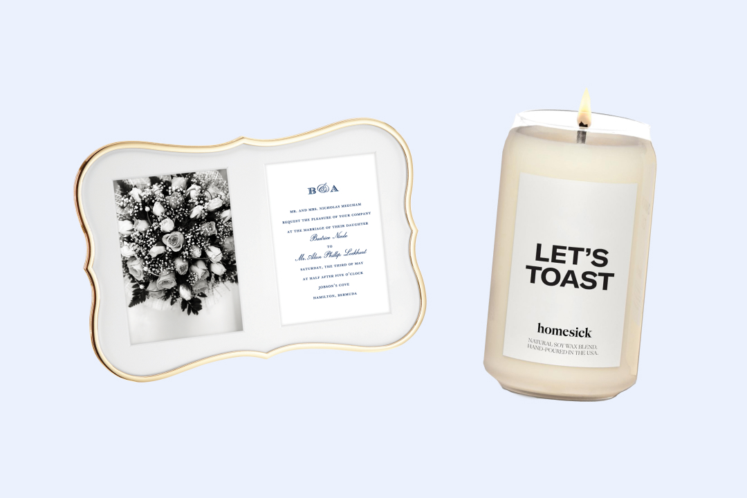Crown Point Double Invitation Frame | Let's Toast Candle