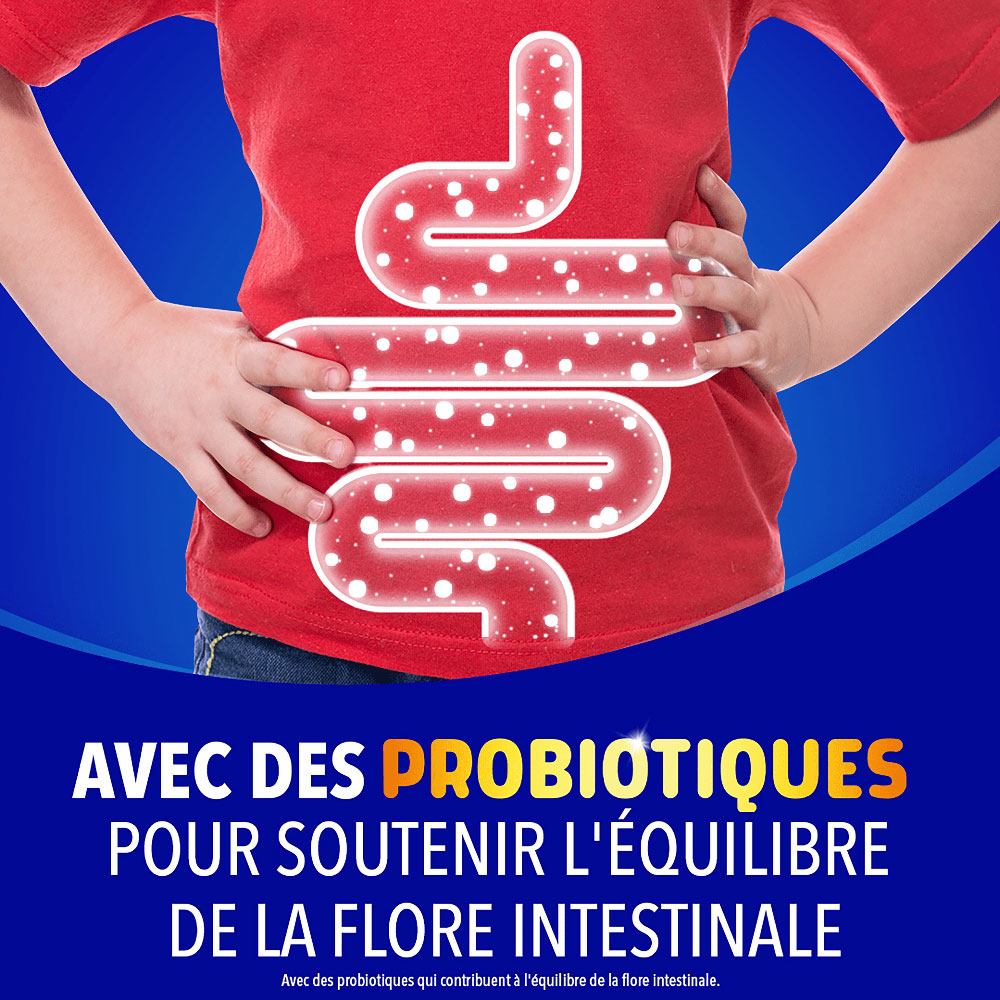 Avec des probiotiques pour soutenir l'équilibre de la flore intestinale