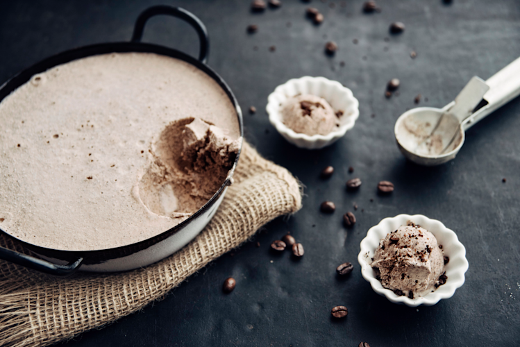 bowl of homemade ice cream