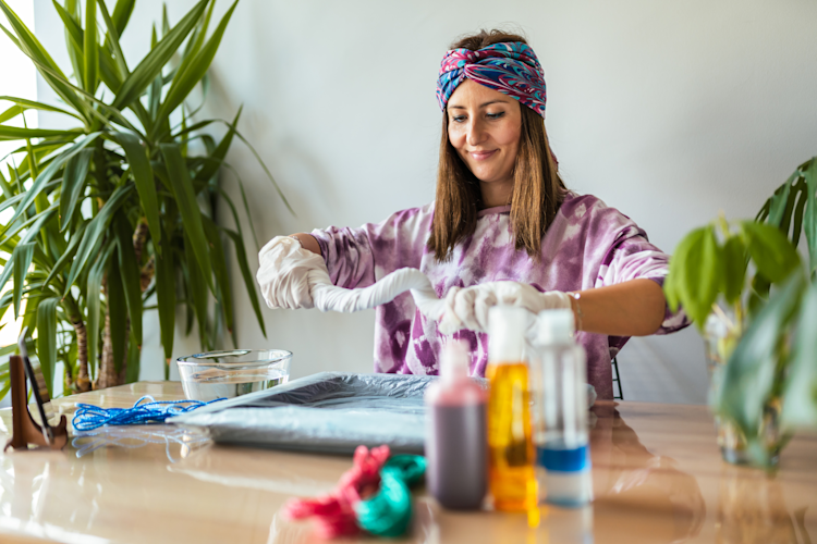 Woman tie dying