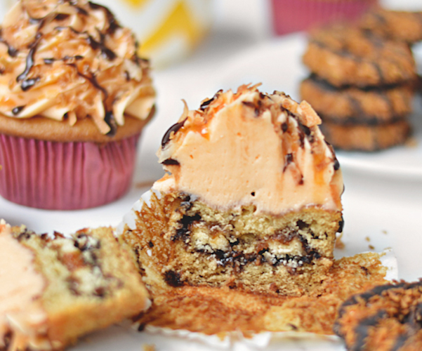 Samoa Surprise Cupcakes