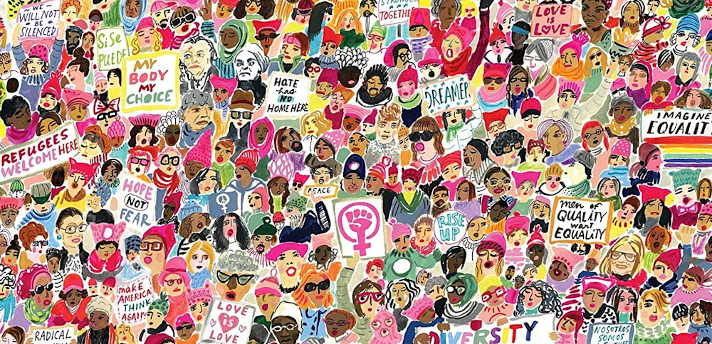 eeBoo Women March! 500-Piece Round Puzzle