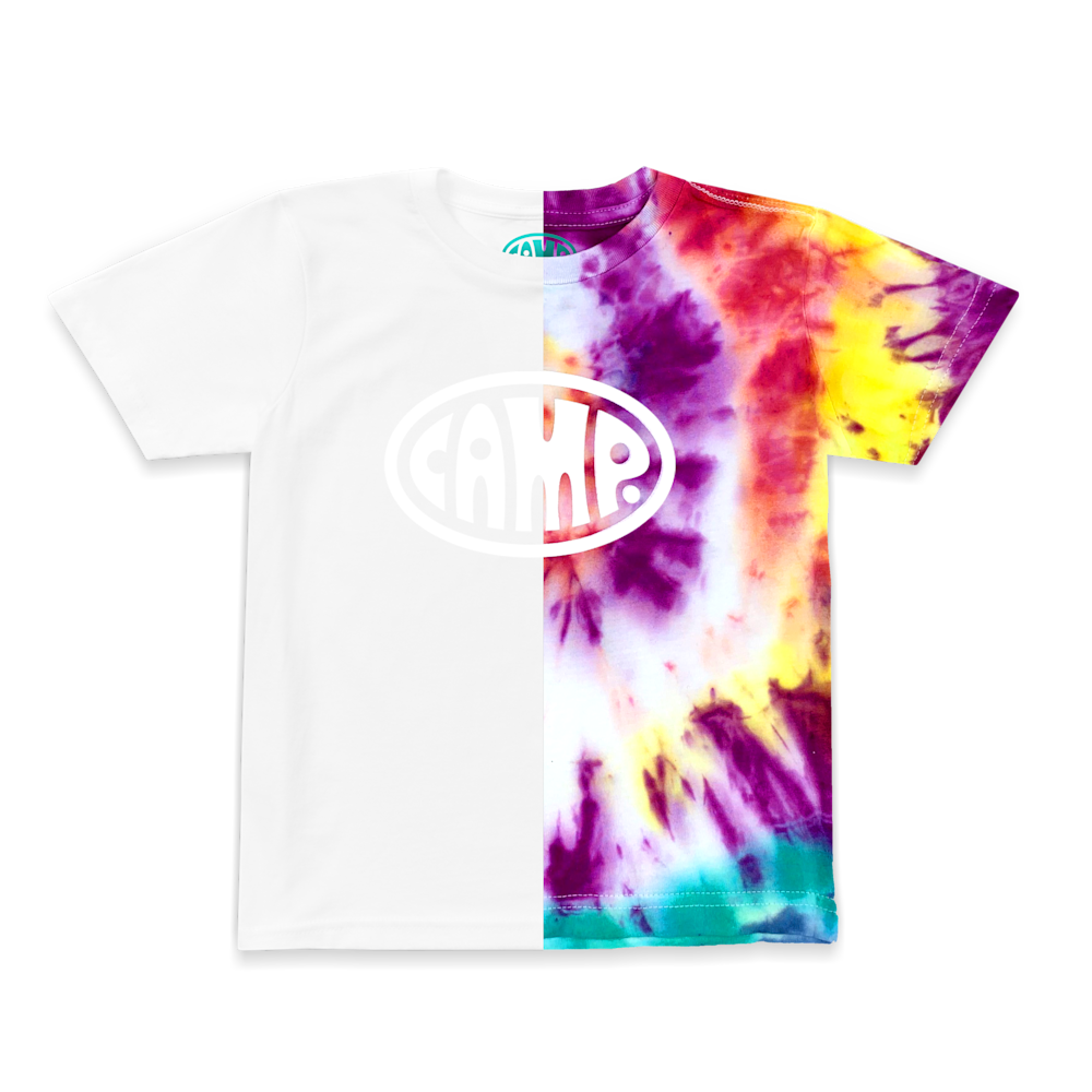 CAMP Adult White Tee - 1/2 Tie Dye