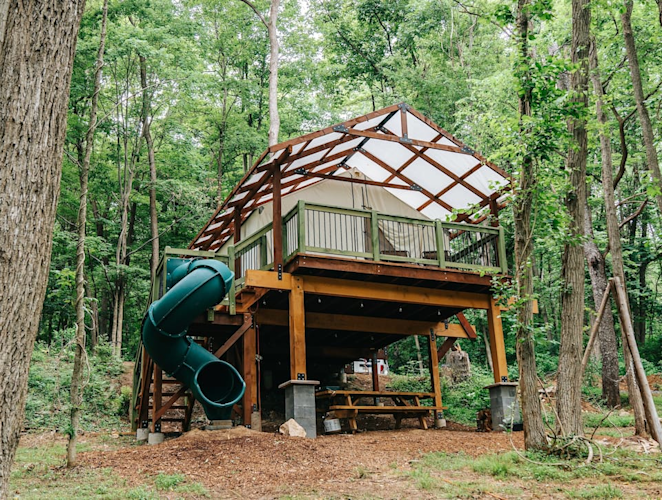 treehouse with slide