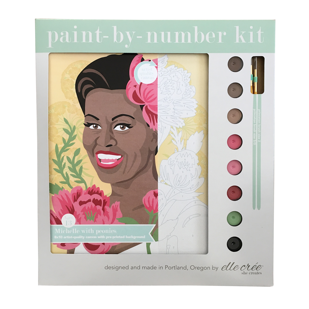 elle cree paint-by-number Michelle with peonies