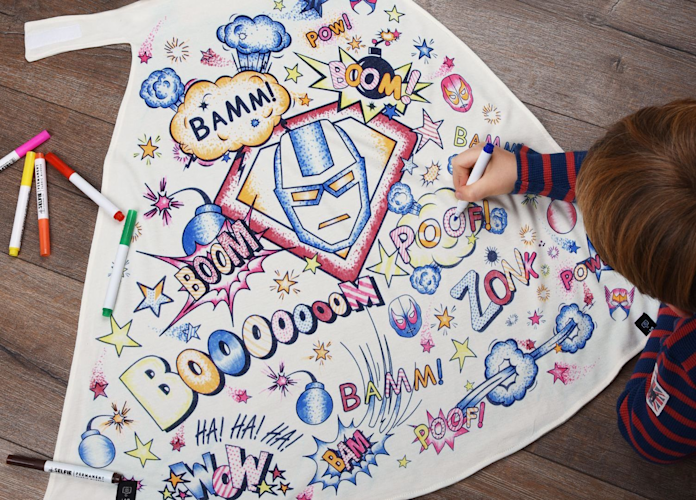 Color-In Comic Or Unicorn Cape, Selfie Clothing Co