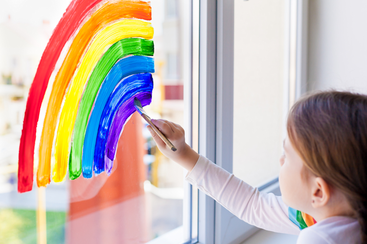 rainbow window painting