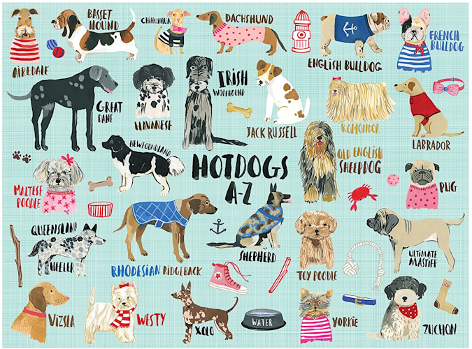 MudPuppy Hot Dogs A-Z 1000-Piece Puzzle