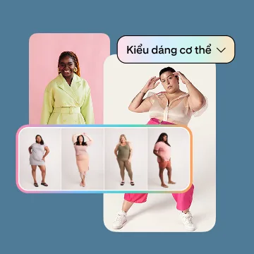 Ảnh ghép gồm nhiều người có phạm vi kiểu dáng cơ thể khác nhau, kèm theo mục menu thả xuống có mũi tên.