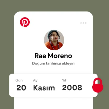 Ekranda "Rae" adlı bir Pinterest kullanıcısının doğum ayını girdiği ve yanında kilit emojisi bulunan bir görüntü yer alıyor.