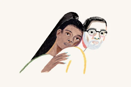 two people leaning