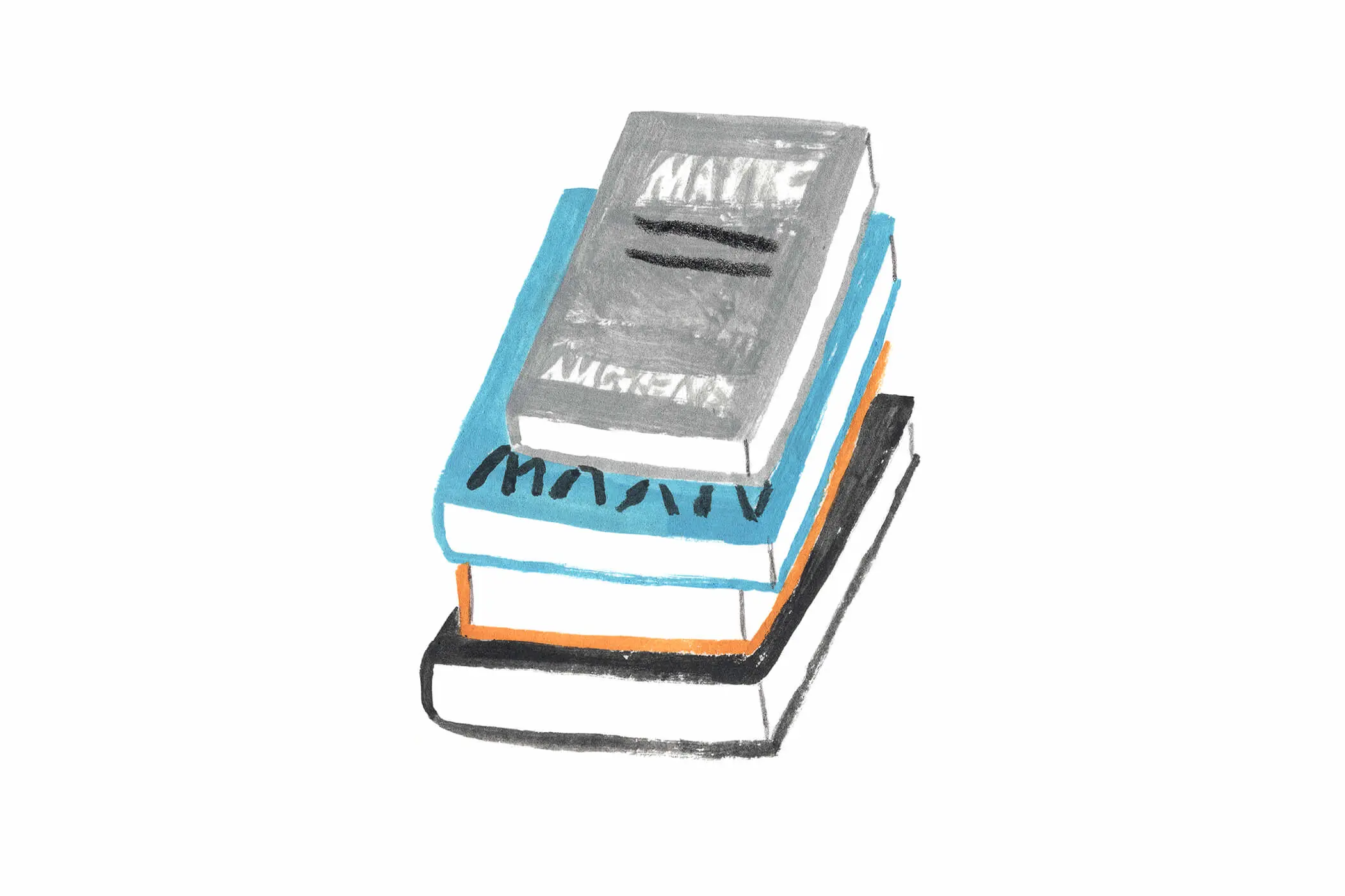 A Monarch by SimplePractice illustration of a stack of 4 books.