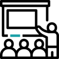 Icon of presenter presenting a training presentation.
