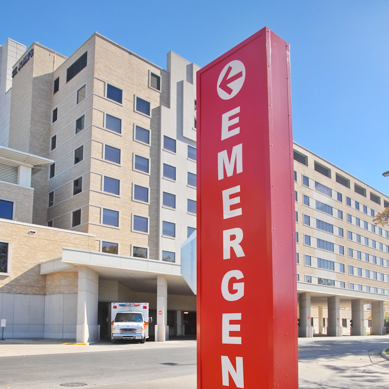Hospital emergency sign.