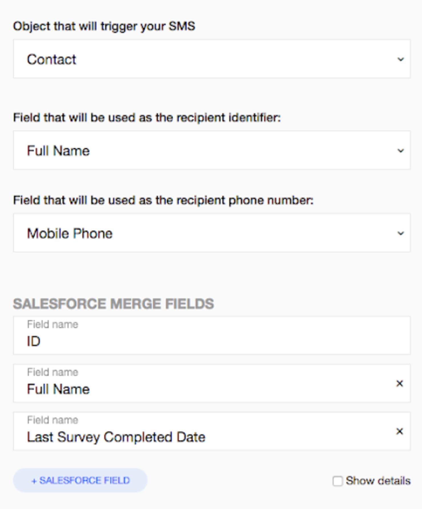 SMS Merge Fields