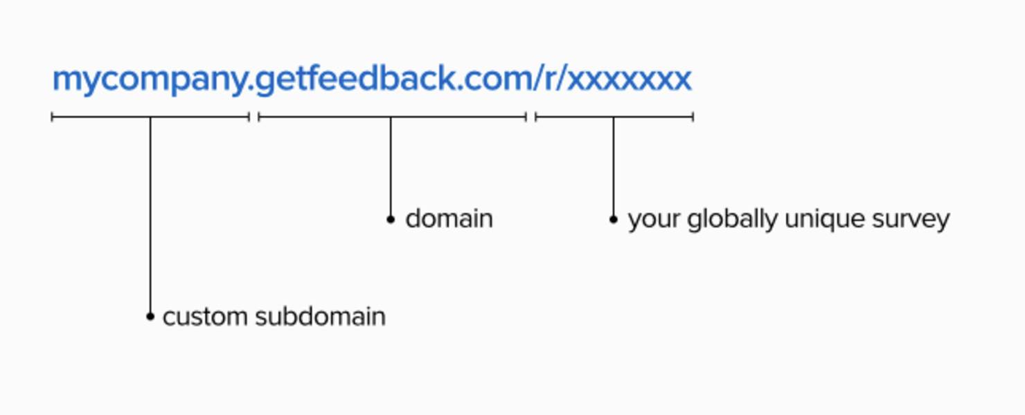 subdomainURLsyntax mycompany.getfeedback.com/r/xxxxxx