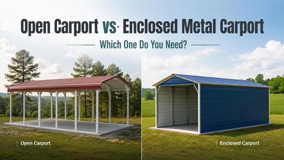 Open Carport vs Enclosed Metal Carport: What's The Difference, And Which One Do You Need?