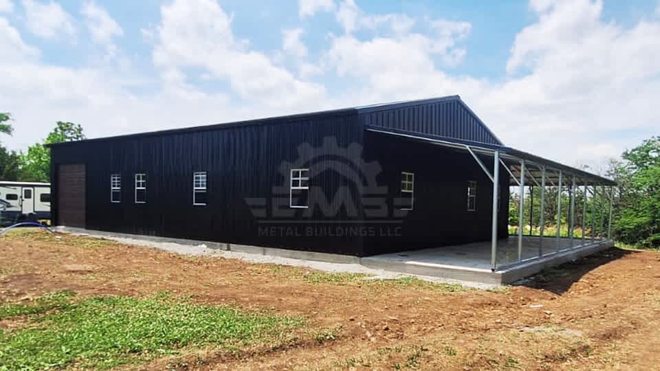 30x80x16 Vertical Garage with Lean-to