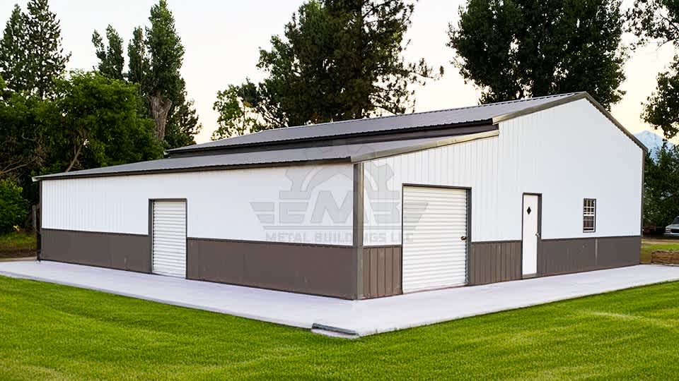 28x50x11 Vertical Garage With Lean-To