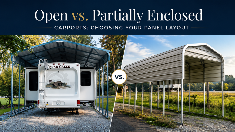 Open vs. Partially Enclosed Carports: Choosing Your Panel Layout