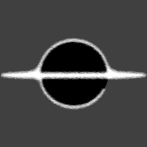 Cody's logo image, it is an abstract of a black hole with a white Event Horizon.